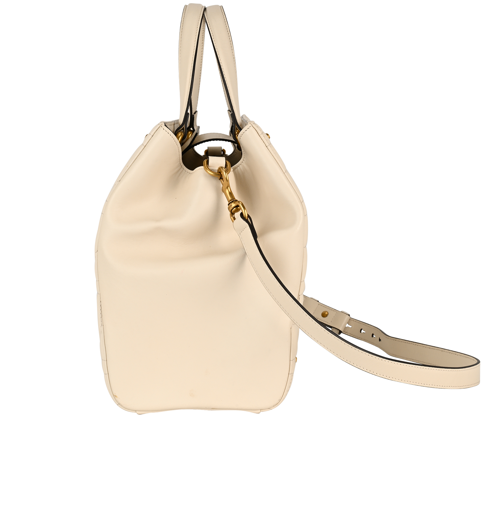 Medium Marmont Stud Tote, &pound;720, Handbags, Cream, Leather, Bottom view